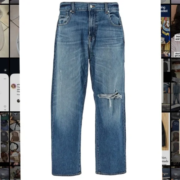 7 For All Mankind Mid-Wash Distressed Relaxed-Fit Jeans in Size 32 - Picture 3 of 9